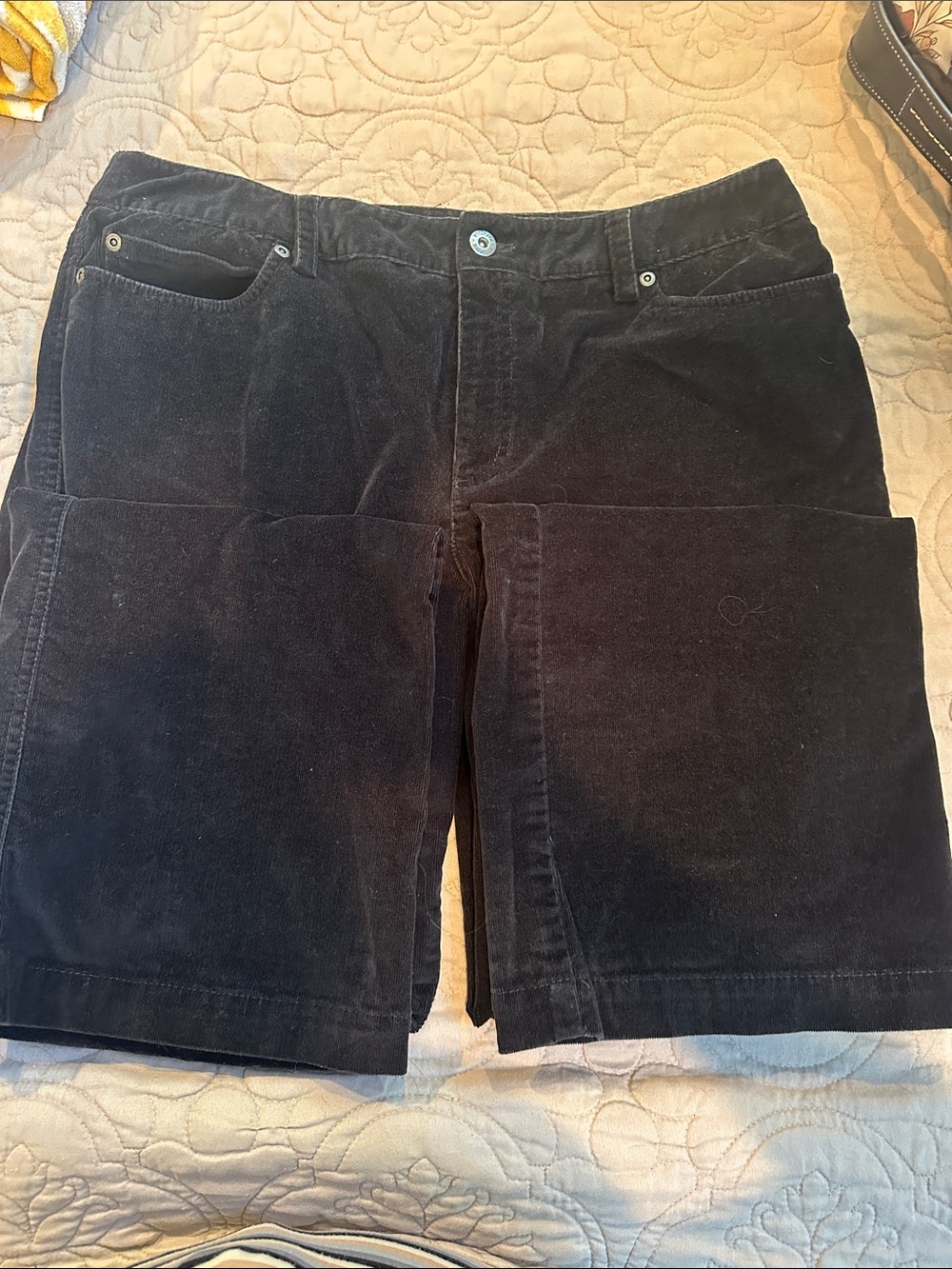Rafaella Black Corduroy pants with Front Patch Pockets